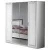 FADILY - Armoire 4 Portes Laquée Blanc Avec Sérigraphies -Meubles Soldes Boutique armoire et dressing 10058573