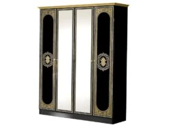 SOLAYA NOIRE - Armoire 4 Portes Avec Miroir Central