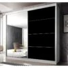 BERTO - Grande Armoire à Portes Coulissantes - Miroir - 5 étagères + Tringle - 218x183x61 Cm -Meubles Soldes Boutique armoire et dressing 10060063