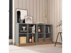 Rayonnage Bas Gris Mat Haut 76 Cm 4 Niches 8 Rayonnage Bas Gris Mat Haut 76 Cm 4 Niches -Meubles Soldes Boutique armoire et dressing 10060407