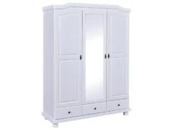 NEDER - Armoire 3 Portes Avec Penderie Bois Massif Vernis Blanc 9 NEDER - Armoire 3 Portes Avec Penderie Bois Massif Vernis Blanc -Meubles Soldes Boutique armoire et dressing 10060639
