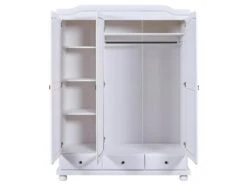 NEDER - Armoire 3 Portes Avec Penderie Bois Massif Vernis Blanc 10 NEDER - Armoire 3 Portes Avec Penderie Bois Massif Vernis Blanc -Meubles Soldes Boutique armoire et dressing 10060641