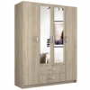 ROMA | Grande Armoire Chambre Bureau 205x160x52 Cm | Penderie | 2 Portes | 2 Miroirs | 2 Tiroirs | Meuble De Rangement -Meubles Soldes Boutique armoire et dressing 10060683