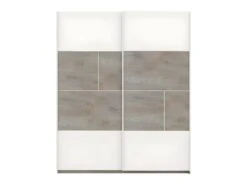 Armoire 2 Portes Coulissantes Chêne Délavé/Blanc Mat - FLORINE
