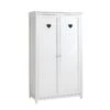 MILADY - Armoire 2 Portes Blanche Motifs Coeurs Ajourés