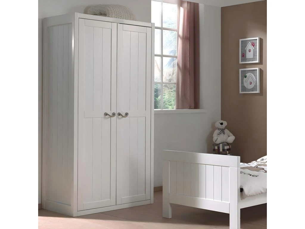 LAZIO - Armoire 2 Portes Effet Lambris Poignées Corde 4 LAZIO - Armoire 2 Portes Effet Lambris Poignées Corde – Image 2