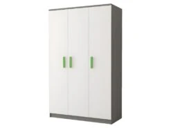MARLIE - Armoire 3 Portes Chambres D'enfants - 193x120x50 Cm - 7 étagères + Tringle