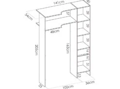 Dressing D'angle Avec Rideau Et 1 Porte - Avec Miroir - L231 Cm - Blanc Et Gris - BERTRAND -Meubles Soldes Boutique armoire et dressing 12583449