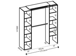Dressing D'angle Avec Rideau Et 1 Porte - Avec Miroir - L231 Cm - Blanc Et Gris - BERTRAND -Meubles Soldes Boutique armoire et dressing 12583451