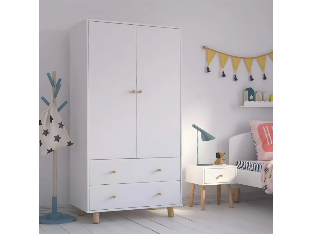 Armoire Enfant Gabby Blanc Et Bois 5 Armoire Enfant Gabby Blanc Et Bois â Image 3