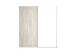 ILONA - Armoire Penderie 2 Portes Coulissantes Effet Chêne Clair Et Blanc Mat 9 ILONA - Armoire Penderie 2 Portes Coulissantes Effet Chêne Clair Et Blanc Mat -Meubles Soldes Boutique armoire et dressing 13855549