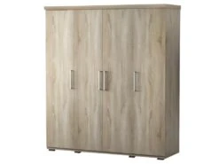 Armoire, Garde-robe, Collection TOM, 4 Portes 160 Cm, Penderie Intégrée Chêne Sonoma