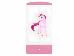 Armoire Enfant Licorne 2 Portes 1 Tiroir De Rangement - Rose -Meubles Soldes Boutique armoire et dressing 17566963