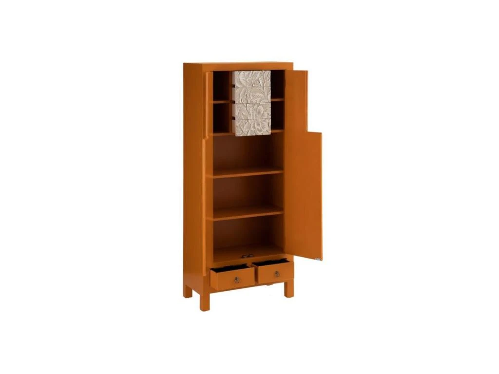 Armoire Lingère 2 Portes 6 Tiroirs Bois/Orange - QINGDAO 5 Armoire Lingère 2 Portes 6 Tiroirs Bois/Orange - QINGDAO – Image 3