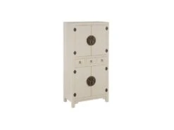 Armoire 4 Portes, 3 Tiroirs Blanc Cassé Meuble Chinois - PEKIN
