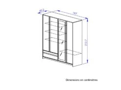 Armoire 4 Portes 1 Tiroir Chêne Noir - FIP -Meubles Soldes Boutique armoire et dressing 17632799