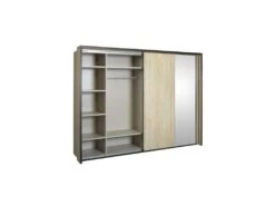 Armoire 2 Portes Coulissantes 245 Cm Chêne + LEDs - LOPEL -Meubles Soldes Boutique armoire et dressing 17632831