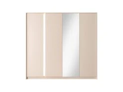 Armoire 4 Portes - Miroir Et LEDs - L223 Cm - Beige - ELYNIA -Meubles Soldes Boutique armoire et dressing 18813929