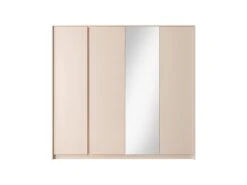Armoire 4 Portes - Miroir Et LEDs - L223 Cm - Beige - ELYNIA -Meubles Soldes Boutique armoire et dressing 18813931