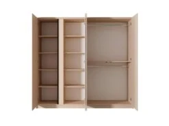 Armoire 4 Portes - Miroir Et LEDs - L223 Cm - Beige - ELYNIA -Meubles Soldes Boutique armoire et dressing 18813933