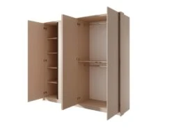 Armoire 4 Portes - Miroir Et LEDs - L223 Cm - Beige - ELYNIA -Meubles Soldes Boutique armoire et dressing 18813937