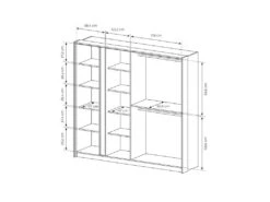 Armoire 4 Portes - Miroir Et LEDs - L223 Cm - Beige - ELYNIA -Meubles Soldes Boutique armoire et dressing 18880995