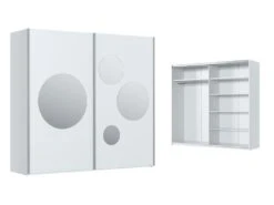 Armoire 2 Portes Coulissantes - Avec Miroir - L218 Cm - Blanc - FISULIO -Meubles Soldes Boutique armoire et dressing 19229817