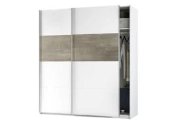 Armoire 2 Portes Coulissantes Blanc/Chêne - COPILA - L 180 X L 60 X H 200 Cm -Meubles Soldes Boutique armoire et dressing 19721587