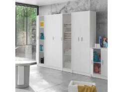 Armoire 3 Portes Battantes - Blanc - MULA - L 109 X L 37x H 180