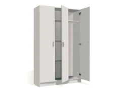 Armoire 3 Portes Battantes - Blanc - MULA - L 109 X L 37x H 180 -Meubles Soldes Boutique armoire et dressing 19721711
