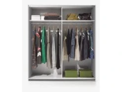 Armoire 2 Portes Coulissantes Blanc/Bois Blanchi - COPIST - L 180 X L 63 X H 200 Cm -Meubles Soldes Boutique armoire et dressing 19721789