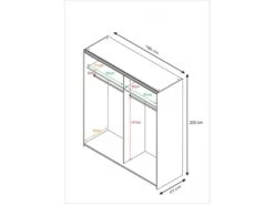 Armoire 2 Portes Coulissantes Blanc/Bois Blanchi - COPIST - L 180 X L 63 X H 200 Cm -Meubles Soldes Boutique armoire et dressing 19721791