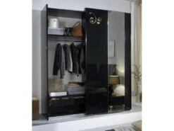 Armoire 2 Portes Coulissantes Laqué Noir Brillant / Or - SEBORGA - L 182 X L 63 X H 210 Cm 8 Armoire 2 Portes Coulissantes Laqué Noir Brillant / Or - SEBORGA - L 182 X L 63 X H 210 Cm -Meubles Soldes Boutique armoire et dressing 19721859