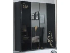 Armoire 2 Portes Coulissantes Laqué Noir Brillant / Or - SEBORGA - L 182 X L 63 X H 210 Cm 9 Armoire 2 Portes Coulissantes Laqué Noir Brillant / Or - SEBORGA - L 182 X L 63 X H 210 Cm -Meubles Soldes Boutique armoire et dressing 19721861