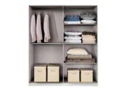 Armoire 4 Portes Battantes Blanc Brillant/Or - NAHESA - L 162 X L 53 X H 212 Cm -Meubles Soldes Boutique armoire et dressing 19825317