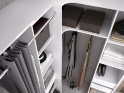 Dressing D'angle Avec Rideau Et 1 Porte - Avec Miroir - L231 Cm - Blanc Et Gris - BERTRAND -Meubles Soldes Boutique armoire et dressing 20050655