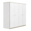 Armoire 4 Portes Blanc/Chêne Blond - MAILLE