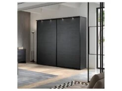 Armoire 2 Portes Coulissantes 217 Cm Bois Noir - UNYS