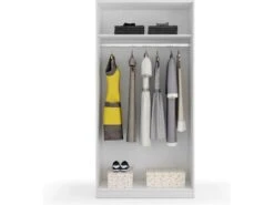 Vestiaire Dagnan, Armoire De Chambre à 2 Portes Coulissantes, Armoire Avec étagère Et Barre De Cintre, 100x50h200 Cm, Blanc 11 Vestiaire Dagnan, Armoire De Chambre à 2 Portes Coulissantes, Armoire Avec étagère Et Barre De Cintre, 100x50h200 Cm, Blanc -Meubles Soldes Boutique armoire et dressing 22755049