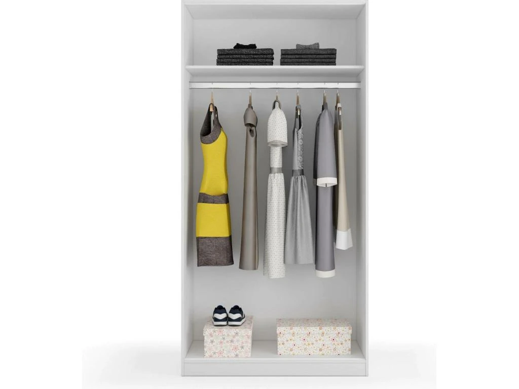 Vestiaire Dagnan, Armoire De Chambre à 2 Portes Coulissantes, Armoire Avec étagère Et Barre De Cintre, 100x50h200 Cm, Blanc 7 Vestiaire Dagnan, Armoire De Chambre à 2 Portes Coulissantes, Armoire Avec étagère Et Barre De Cintre, 100x50h200 Cm, Blanc – Image 5