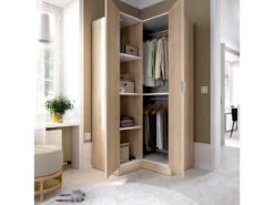 Armoire Elgon, Meubles D'angle Pour Chambre à Coucher, Armoire D'angle Avec 2 Portes Battantes, 91x93h184 Cm, Chêne -Meubles Soldes Boutique armoire et dressing 22790217