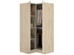 Armoire Elgon, Meubles D'angle Pour Chambre à Coucher, Armoire D'angle Avec 2 Portes Battantes, 91x93h184 Cm, Chêne -Meubles Soldes Boutique armoire et dressing 22790219