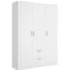Armoire Argentella, Portemanteau Pour Chambre, Armoire Avec 3 Portes Battantes Et 2 Tiroirs, 150x52h215 Cm, Blanc 2 Armoire Argentella, Portemanteau Pour Chambre, Armoire Avec 3 Portes Battantes Et 2 Tiroirs, 150x52h215 Cm, Blanc -Meubles Soldes Boutique armoire et dressing 22790309