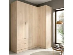 Armoire Sillara, Meubles D'angle Pour Chambre à Coucher, Armoire D'angle Avec 4 Portes Battantes, 174x91h184 Cm, Chêne -Meubles Soldes Boutique armoire et dressing 22790591