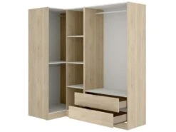 Armoire Sillara, Meubles D'angle Pour Chambre à Coucher, Armoire D'angle Avec 4 Portes Battantes, 174x91h184 Cm, Chêne -Meubles Soldes Boutique armoire et dressing 22790595