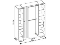 Armoire Resegone, Structure Pour Dressing, Cintre Ouvert, 180x50h205 Cm, Blanc Et Gris -Meubles Soldes Boutique armoire et dressing 22791321