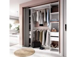 Armoire Resegone, Structure Pour Dressing, Cintre Ouvert, 180x50h205 Cm, Blanc Et Gris -Meubles Soldes Boutique armoire et dressing 22791323