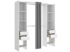 Armoire Resegone, Structure Pour Dressing, Cintre Ouvert, 180x50h205 Cm, Blanc Et Gris -Meubles Soldes Boutique armoire et dressing 22791325