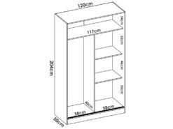 Armoire Denali, Porte-manteau Pour Chambre, Armoire Avec 2 Portes Coulissantes, 120x50h204 Cm, Blanc -Meubles Soldes Boutique armoire et dressing 22792283