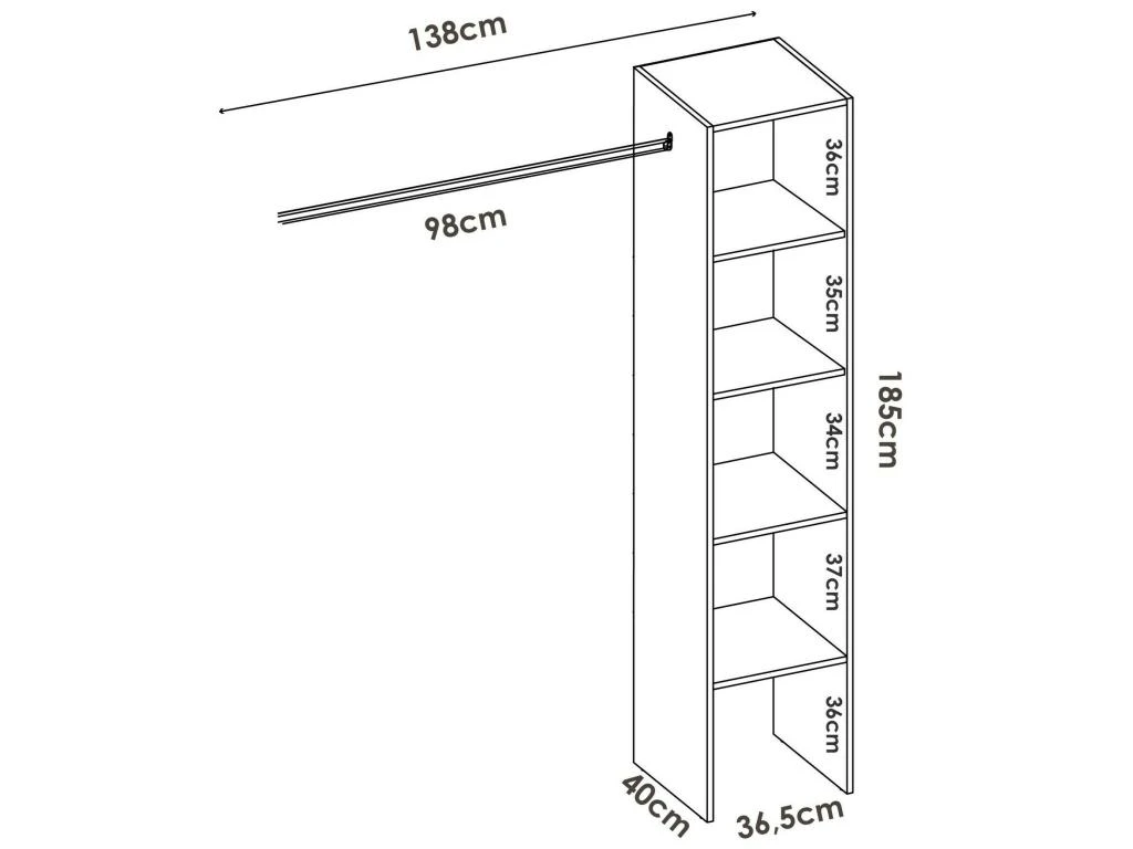 Armoire Presanella, Structure Pour Dressing, Portemanteau Ouvert, 138x40h186 Cm, Blanc 5 Armoire Presanella, Structure Pour Dressing, Portemanteau Ouvert, 138x40h186 Cm, Blanc â Image 3
